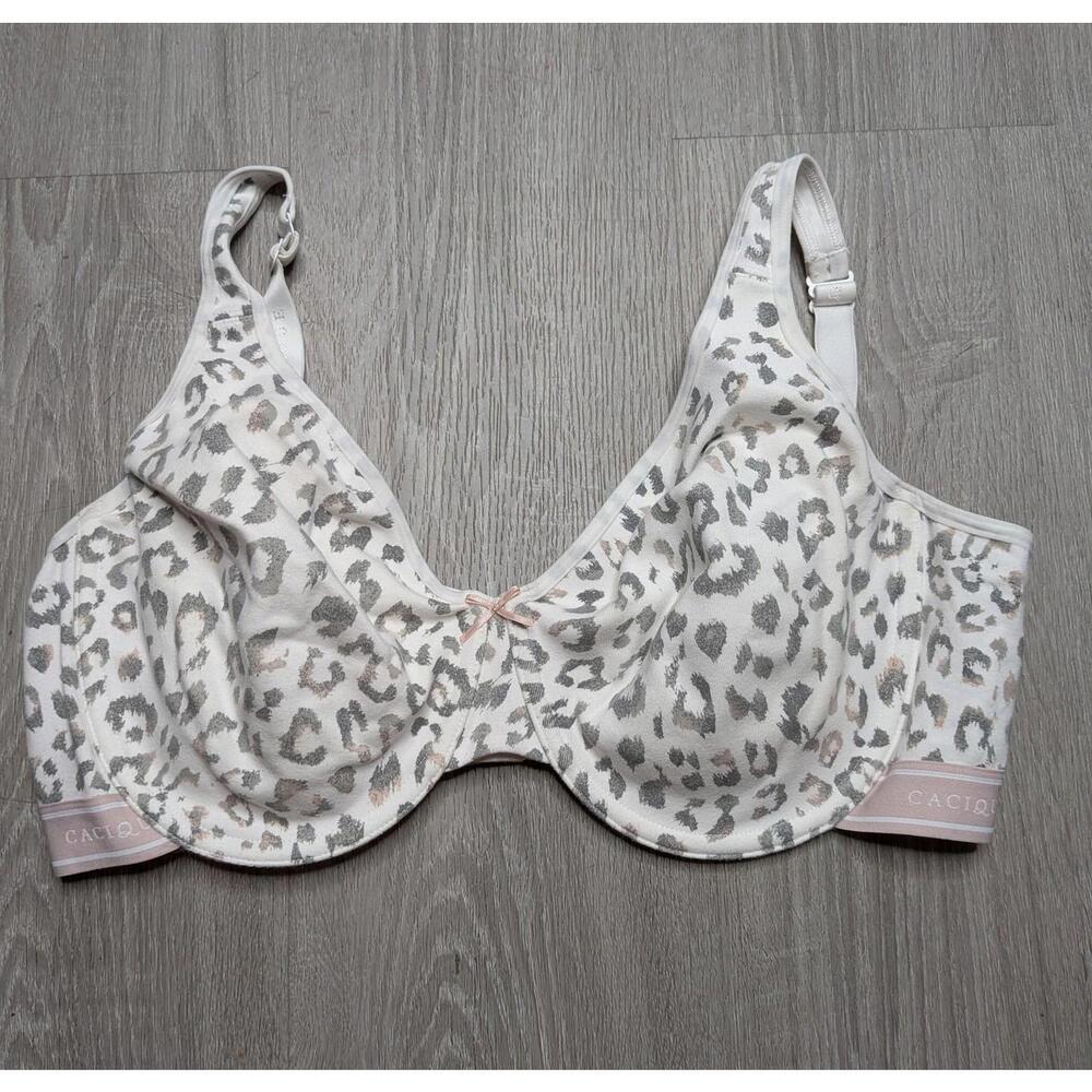 Cacique Bra Womens 44DD Leopard Print Underwire T-Shirt Full Coverage Plus